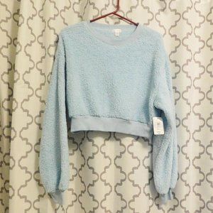 Flirtitude Baby Blue Teddy Cropped Sweatshirt - NWT -M